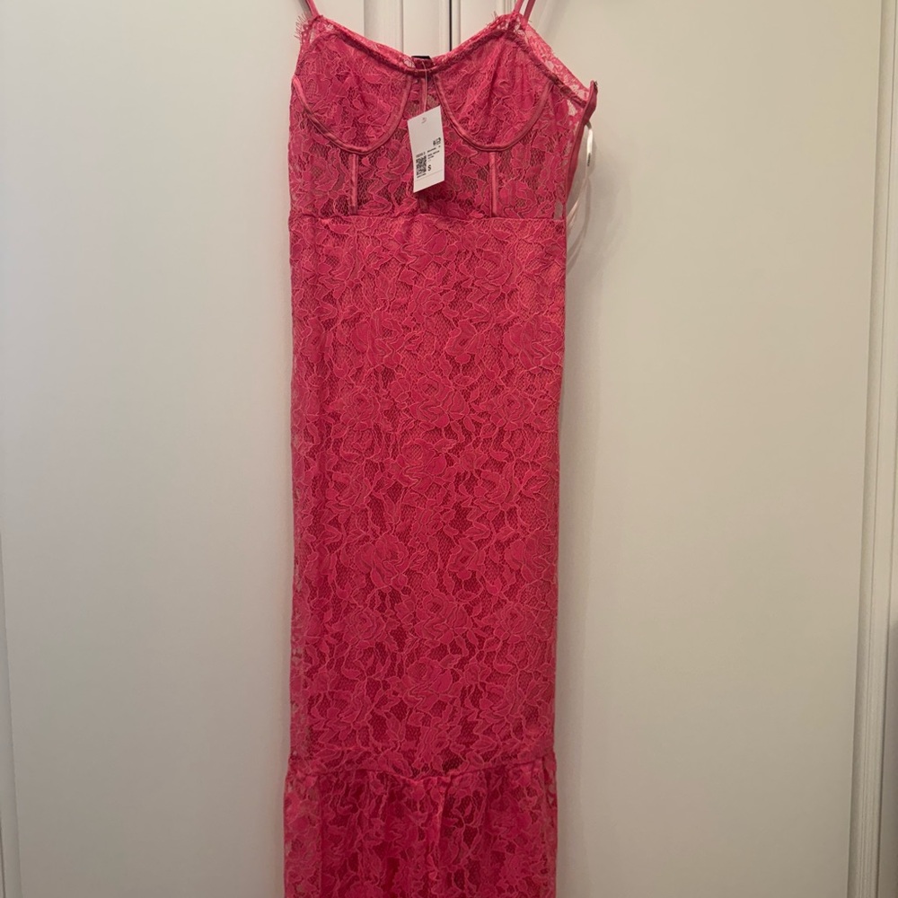 Pink Lace Maxi Dress